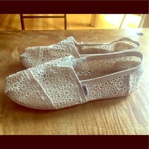 TOMS Natural Moroccan Crochet Alpargata Flat